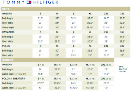 tommy hilfiger polo size guide