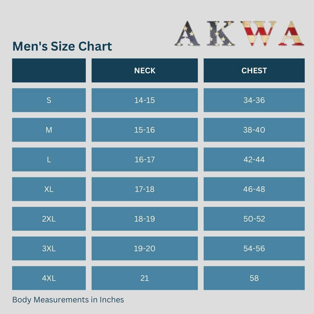 Akwa Size Chart USA Made Shirts | Stitch Logo