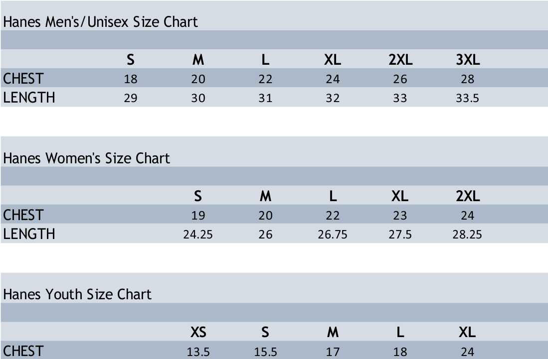 Hanes Plus Size Size Chart