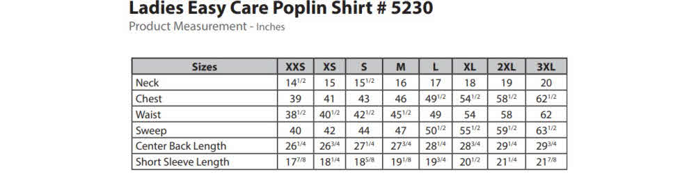 ED5230 Ladies Short Sleeve Poplin