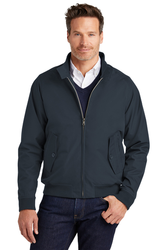 Men's navy waterproof Harrington jacket with reflective zip