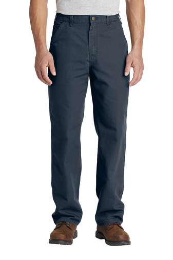 Carhartt Pants: Men's Navy FR 100791 410 Washed Duck Work Dungaree Pants