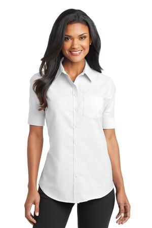 Ladies Short Sleeve Oxford - White Dress Shirt