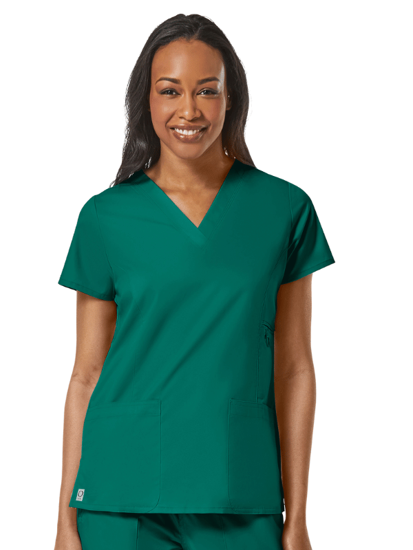 green emerald velvet dress Mediclo Men's Crevan 3-Pocket Scrub Top - Hunter Green/S - Recycled Polyester - Rayon - Spandex main image 0