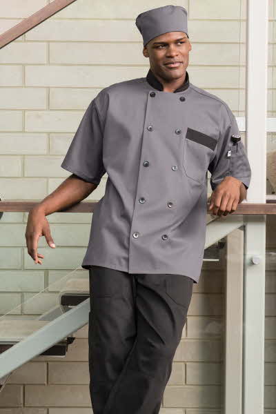 vastwit Womens Short Sleeve Hotel Kitchen Chef Coat Mandarin Collar Jacket Uniform Workwear