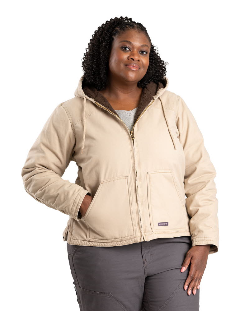 Women's Sherpa Lined Hooded Duck Jacket | Berne @ Stitch Logo