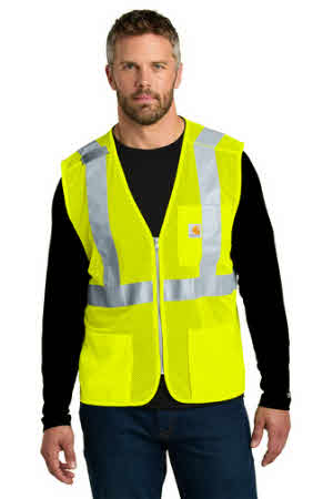 Carhartt Class 2 Mesh Zip Front Vest at Stitch Logo Carhartt Class 2 Mesh Zip Front Vest at Stitch Logo
