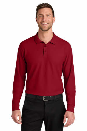 Men's Long Sleeve Wearever Pique Polo at Stitch Logo