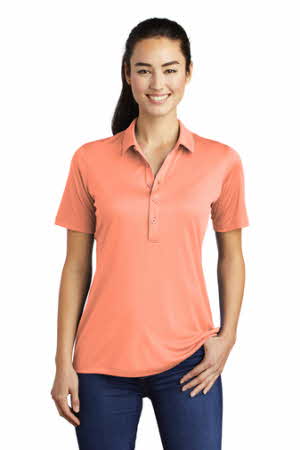 L469 Ladies Dri-Mesh® V-Neck Polo custom embroidered or printed with your  logo.