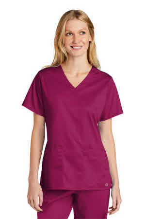 WW4560 Women's Stretch Scrub Top with Lower Pockets